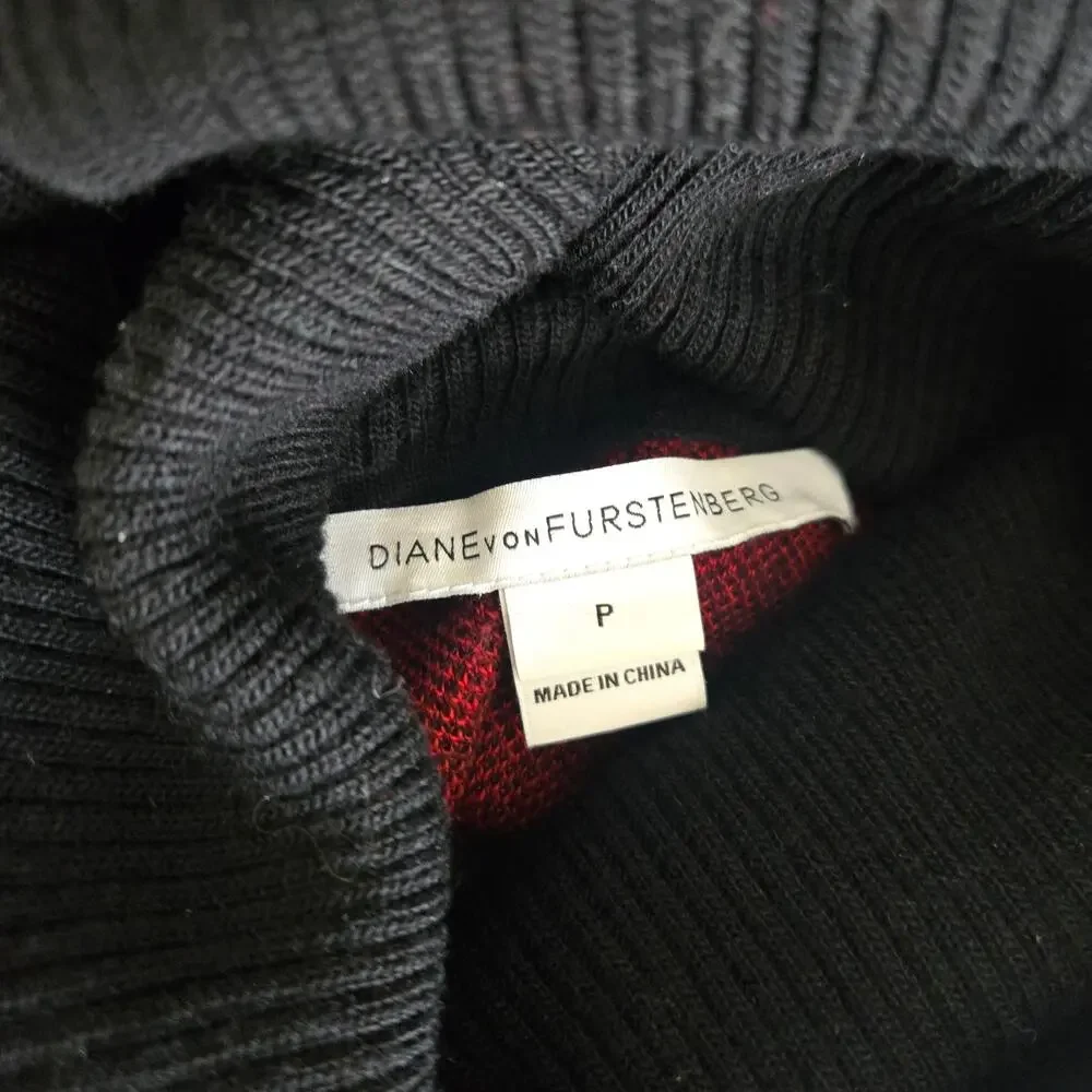 Diane von Furstenberg Merino Wool Floral Sweater Cowl Neck Bold Artsy Women XS